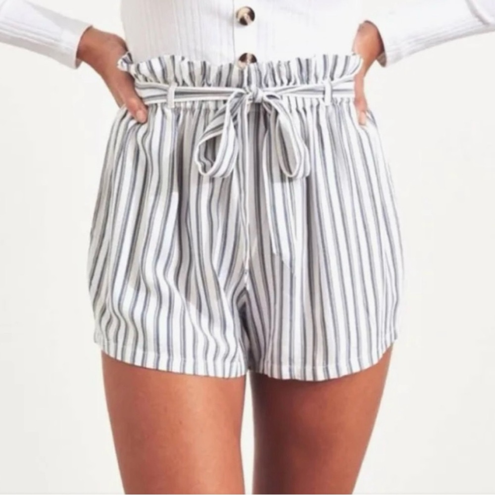 Hollister Striped High-Rise Paper Bag Women's Shorts